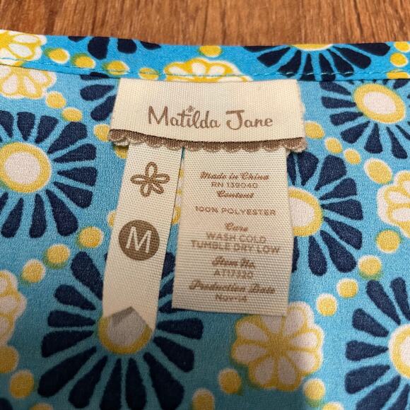 Matilda Jane Womens Medium Hello Lovely Blue Kaleidoscope Peasant Blouse Top - Picture 6 of 8
